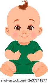 child in green clothes no background vector