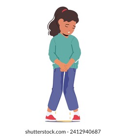 Child Had An Embarrassing Moment, Accidentally Wetting Herself. Relatable, Yet Awkward Incident with Little Girl Character. Concept of Kids Failures and Mistakes. Cartoon People Vector Illustration