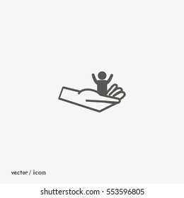 child, hand, icon