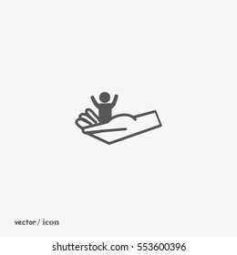 child, hand, icon
