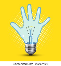 child hand light bulb