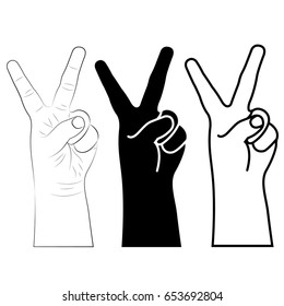 child hand shows the number two. vector illustration 