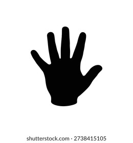 Child Hand Silhouette Vector. Small Kid Hand Black Silhouette. Little Fingers Outline Clip Art Illustration.