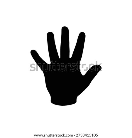 Child Hand Silhouette Vector. Small Kid Hand Black Silhouette. Little Fingers Outline Clip Art Illustration.