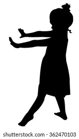 Child hand stop sign, silhouette vector 