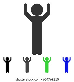 Child Hands Up flat vector pictogram. Colored child hands up gray, black, blue, green pictogram versions. Flat icon style for application design.