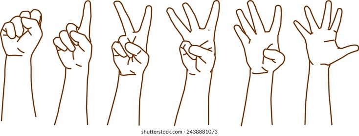 child hands - hand counts from zero to five