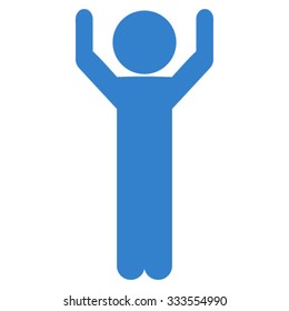 Child Hands Up vector icon. Style is flat symbol, cobalt color, rounded angles, white background.
