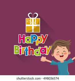 child with happy birthday related icons image 