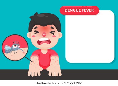 The Child Has A High Fever And A Red Rash On His Arm. Due To Being Bitten By A Mosquito To Dengue Fever.