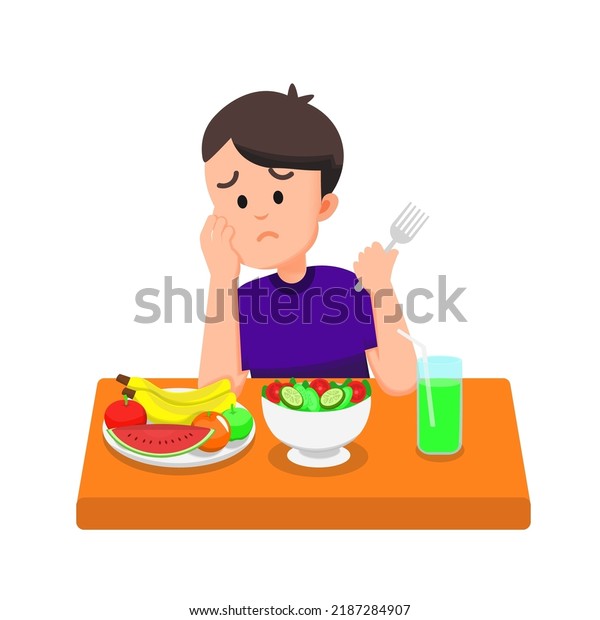 Child Has No Appetite Healthy Food Stock Vector (Royalty Free ...