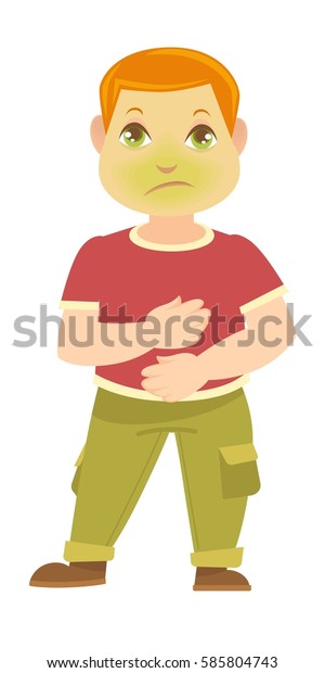 Child Has Pain Stomach Boy Sick Stock Vector (royalty Free) 585804743