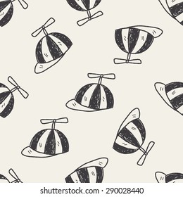 child hat doodle seamless pattern background