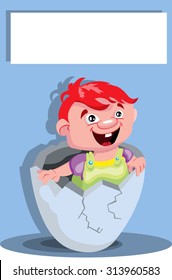 child hatched from eggs, birthday card child