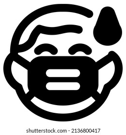 child with having cold sweat and wearing the mask