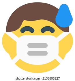 child with having cold sweat and wearing the mask