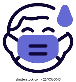 child with having cold sweat and wearing the mask