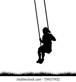Child having fun on a swing outdoor