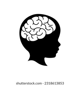 Child head with brain silhouette