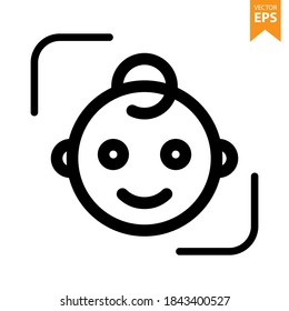 Child head emoji icon. Emoticons icon vector. Avatar symbol. Character pictogram, flat vector sign. For graphic and web design. Eps10 vector illustration.