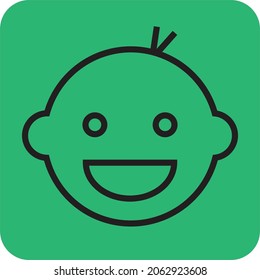 Icono de cabeza infantil con fondo verde