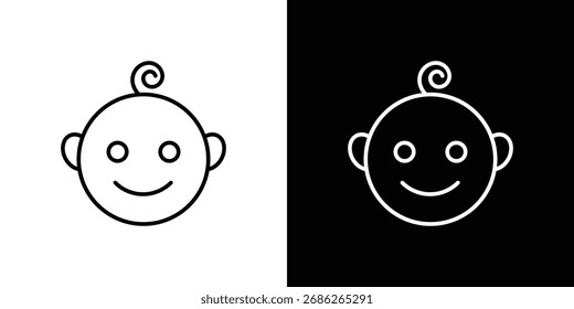 Child head icon logo vector designs. icon set in a black and white strokes