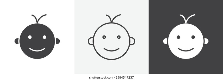 Child head icons graphics pack vectors.
