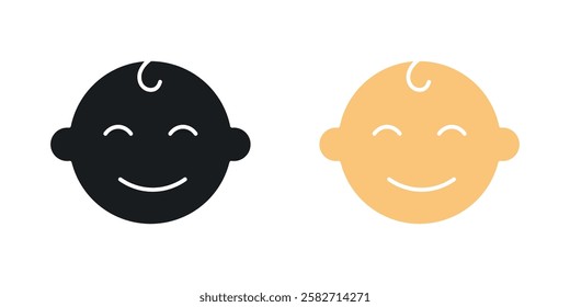 Child head icons set vectors black and colored style