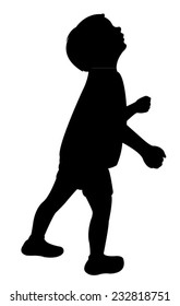 a child head looking up, silhouette vector 