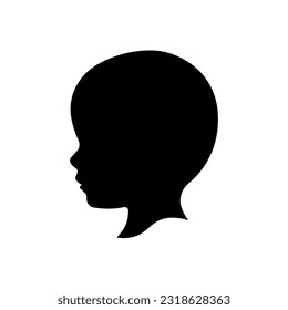 Child head silhouette vector isolated on white background.