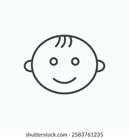 Child head vector icon isolated in black line