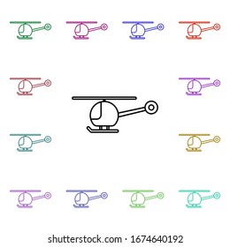 Child helicopter line multi color style icon. Simple thin line, outline vector of toys icons for ui and ux, website or mobile application