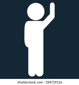 Child Hello vector icon. Style is flat symbol, white color, rounded angles, dark blue background.