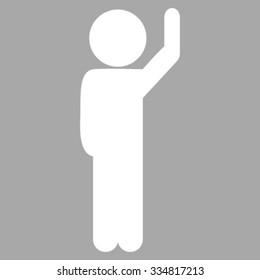 Child Hello vector icon. Style is flat symbol, white color, rounded angles, silver background.