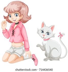 Child and her spirit animal a cat