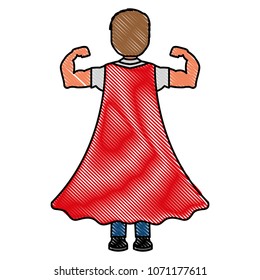 child with a hero cape view from the back