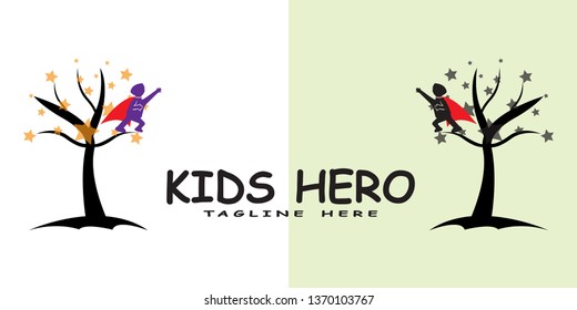 child hero logo , kids dream icon -vector