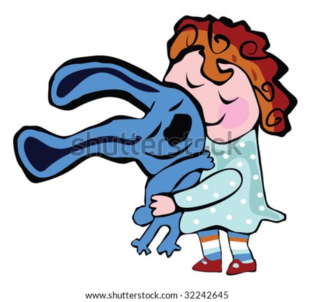 child with hid dog - cartoon vector illustration