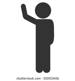 Child Hitchhike vector icon. Style is flat symbol, gray color, rounded angles, white background.