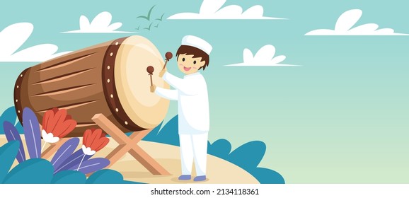 Child Hitting Bedug Background vector