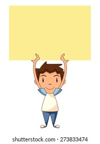 Signo en blanco, nota amarilla vacía, ilustración vectorial