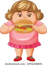 Child holding and eating a large burger