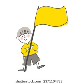 Un niño con la bandera