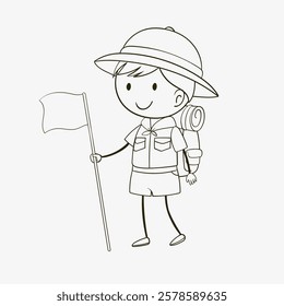 Child holding a flag, ready for adventure