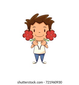 Child holding flowers