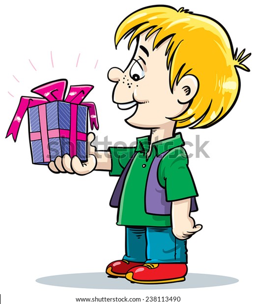 Child Holding Gift Stock Vector (Royalty Free) 238113490