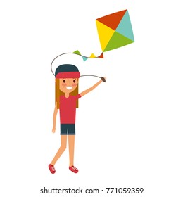 child holding kite playing cheerful