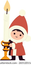 Child Holding Lit Advent Candle, happy Candlemas Candle Bearer