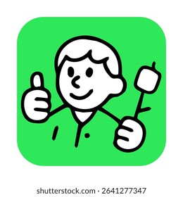 Child holding marshmallow over a campfire