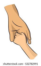 child holding mom hand